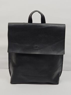 Roots 73 Black Leather Backpack Minimalist Structured Top Handle Bag